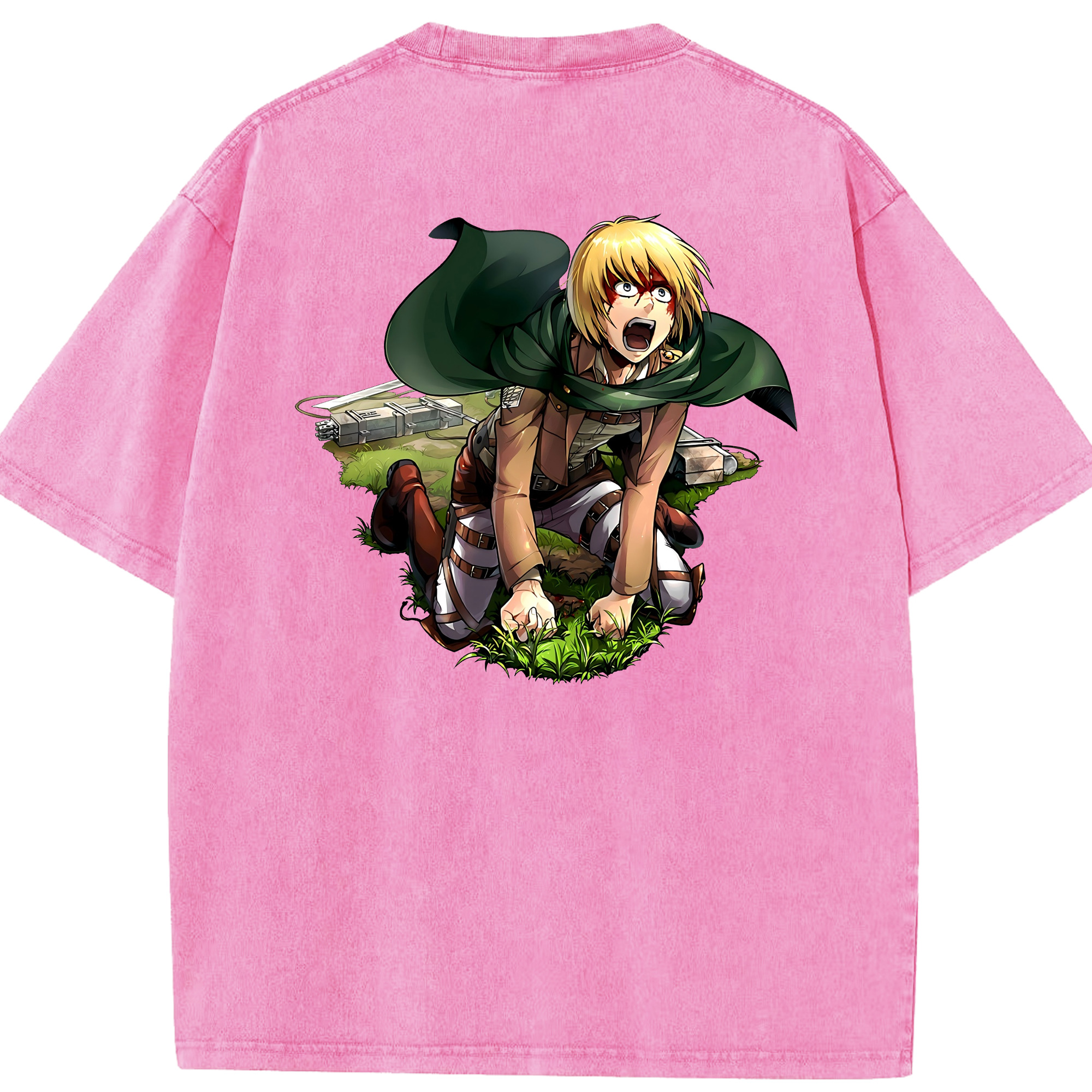 （画像用） 進撃の巨人 アルミン·アルレルト Attack on Titan Armin Arlert 綿100% ヴィンテージ風 半袖Tシャツ（背面プリント）